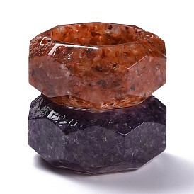 Natural Gemstone Ashtray, with Resin, Home OFFice Tabletop Decoration, Octagon