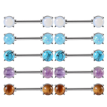 304 полукруглые штанги для сосков из нержавеющей стали с драгоценными камнями, цвет нержавеющей стали