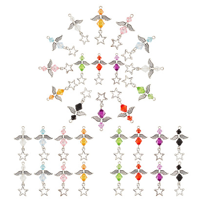 Подвески из прозрачного акрила и сплава в тибетском стиле, с железным штифтом