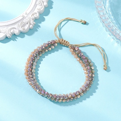 Браслеты из многорядных бусин, имитирующих нефрит, с гальваническим покрытием, плетеные браслеты из бисера для женщин, круглые