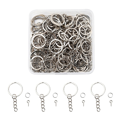 300 шт. 3 набор застежек для ключей в стиле «сделай сам» 25 мм, с железными разрезными кольцами для ключей, перемычками и зажимами для штифтов с завинчивающейся проушиной