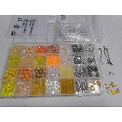 DIY Alloy Enamel & Glass & ABS Plastic Imitation Pearl Bracelets Jewelry Making Kits, Mixed Shapes