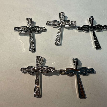 Pendentifs en laiton zircon cubique transparent, plaqué longue durée, traverser avec l'infini