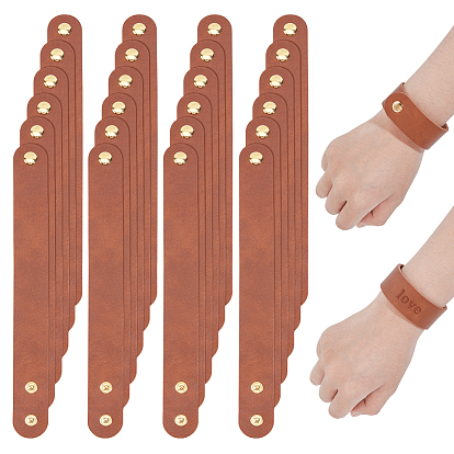 24шт. 25мм регулируемые браслеты из кожаного шнура, с золотистыми железными кнопками