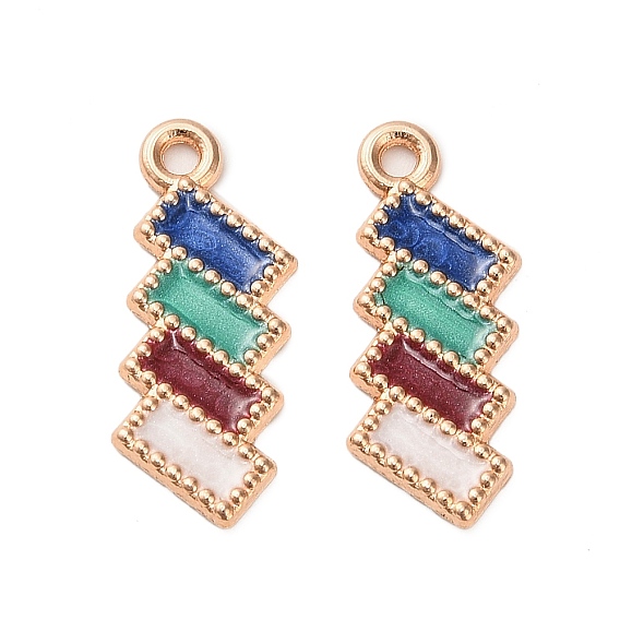 Подвески из эмали и сплава, золотые, прямоугольный шарм