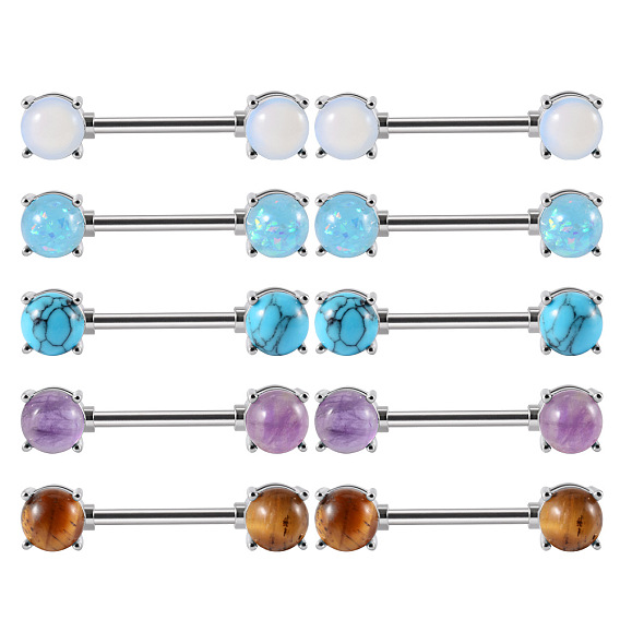 304 полукруглые штанги для сосков из нержавеющей стали с драгоценными камнями, цвет нержавеющей стали