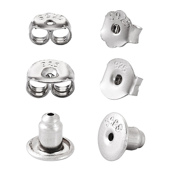 3 пары 3 стильные фрикционные гайки-гвоздики из стерлингового серебра с родиевым покрытием, спинки для серьги