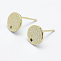 Brass Stud Earring Findings, Long-Lasting Plated, Real 18K Gold Plated, Nickel Free, Flat Round