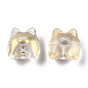 Transparent Spray Painted Glass Beads, with Glitter Powder, Bear