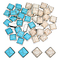 40Pcs 2 Colors Alloy & Synthetic Turquoise Buckles, Square, Platinum