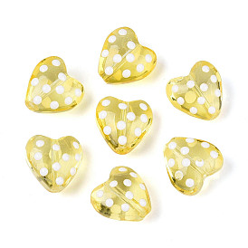 Нити прозрачных бусин из стеклянной эмали, сердце с точкой