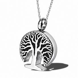 316L Stainless Steel Urn Pendants, Manual Polishing, for Commemoration, Excluding Chain, Tree of Life