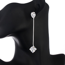 Fashionable 925 Silver Needle Zircon Drop Earrings for Women - Simple and Luxurious Ear Threader (E741)