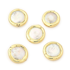 Натуральный жемчуг в стиле барокко, культивированный пресноводный жемчуг, край позолоченный, плоско-круглые