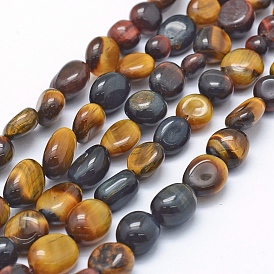 Chapelets de perles oeil de tigre naturelles, ovale