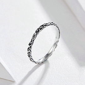 925 стерлингового серебра кольца перста, ретро простой стиль, с печатью s925