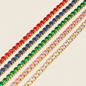 4mm 304 Tennisarmbänder aus Edelstahl mit Zirkonia-Pavé für Damen, echt 18 k vergoldet