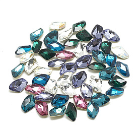 DIY Pointed Back K9 Glass Rhinestone Cabochons, Random Color Back Plated, Faceted, Axe