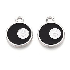 Подвески из эмали и сплава, Flat round & number 8, без свинца и без кадмия, платина