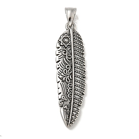 316 Surgical Stainless Steel Pendants, Feather Charm