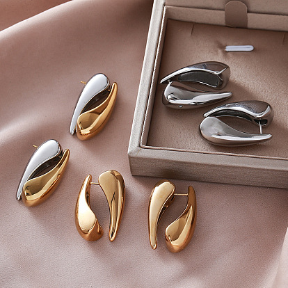 304 Stainless Steel Stud Earrings for Women, Teardrop