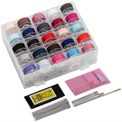 Sewing Tools Sets, including 1 Box 402 Polyester Sewing Thread, 1 Bag Iron Sewing Needles, 1 Set Iron Needles