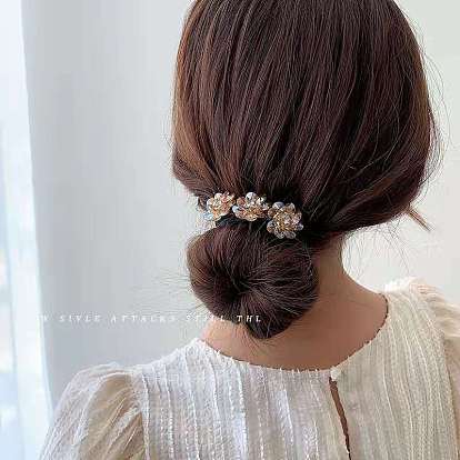 Crystal Flower Hair Bun Maker for Women - Shiny Hair Accessories for Updo Hairstyles