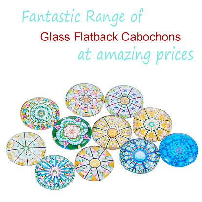 Mixed Pattern Glass Flatback Cabochons for DIY Projects, Half Round/Dome