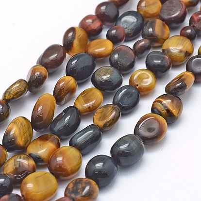 Chapelets de perles oeil de tigre naturelles, ovale