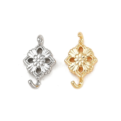 Подвески из латуни, ромб с цветочными ссылок