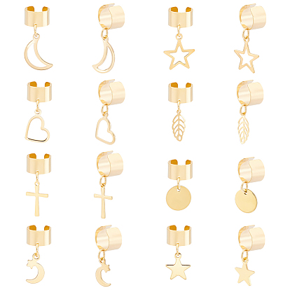 8 пары 8 стиль 304 серьги-манжеты из нержавеющей стали, с прелестями, луна, звезда, лист и крест
