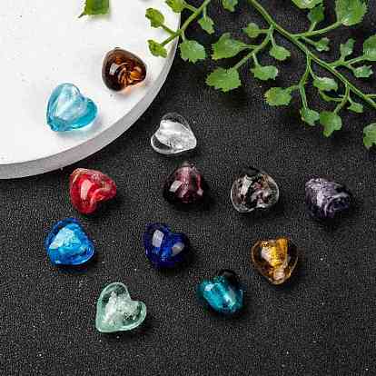 Handmade Silver Foil Glass Beads, for Mother's Day Gift Making, Heart