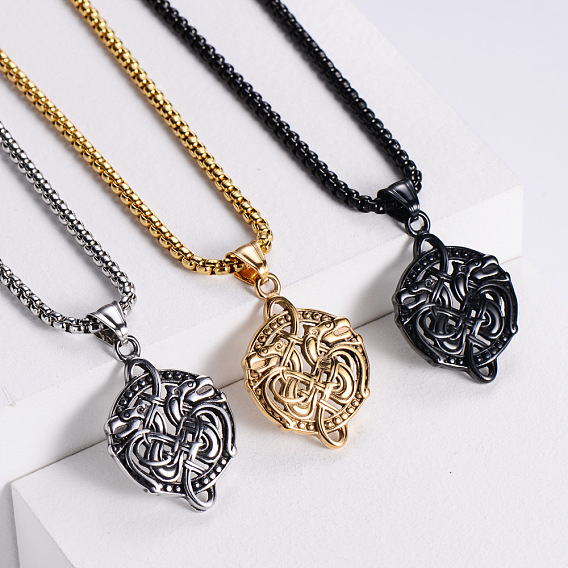 Ретро-панк-хип-хоп уличная мода с двойным драконом 304 ожерелья с подвесками из нержавеющей стали