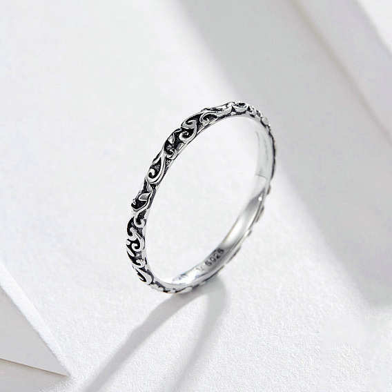 925 стерлингового серебра кольца перста, ретро простой стиль, с печатью s925