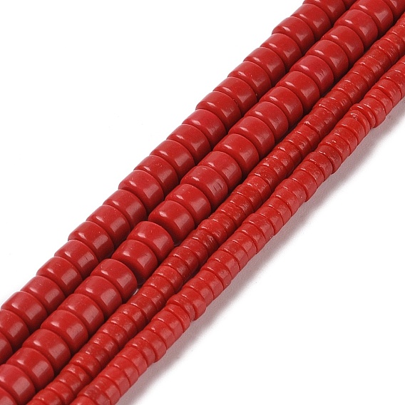 Окрашенные синтетические коралловые бусины, диск, Heishi бусы