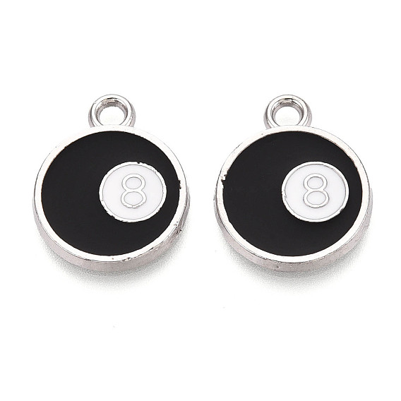 Подвески из эмали и сплава, Flat round & number 8, без свинца и без кадмия, платина