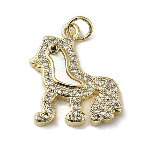 Brass Micro Pave Cubic Zirconia Pendants, Cadmium Free & Lead Free, with Shell