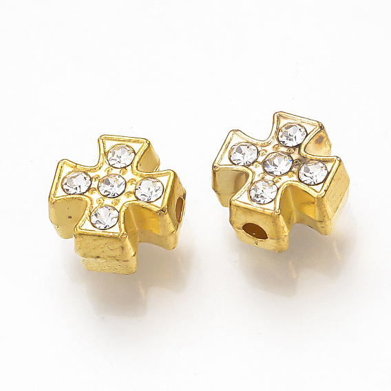 Бусины из сплава и страза, крестик