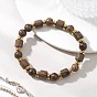 Эластичные браслеты из натурального дерева венге и немагнитных синтетических гематитовых бусин для женщин и мужчин., круглый и колонки