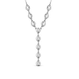 SHEGRACE 925 Sterling Silver Pendant Necklaces, with Grade AAA Cubic Zirconia, Flat Round, with S925 Stamp