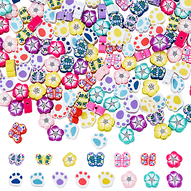 Nbeads 300Pcs 15 Style Handmade Polymer Clay Beads, Butterfly, Paw Print & Flower