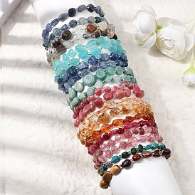 Natural Gemstone Beads Bracelets, Stretch Bracelets