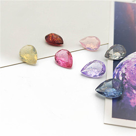 Pointed Back Resin Rhinestone Cabochons, Faceted, Teardrop