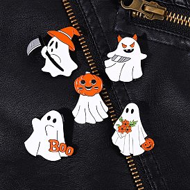 Ghost Enamel Pins, Black Alloy Brooches for Backpack Clothes