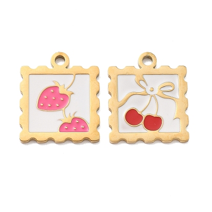 304 нержавеющей стальной эмали подвески, реальный 18 k позолоченный, квадратный шарм