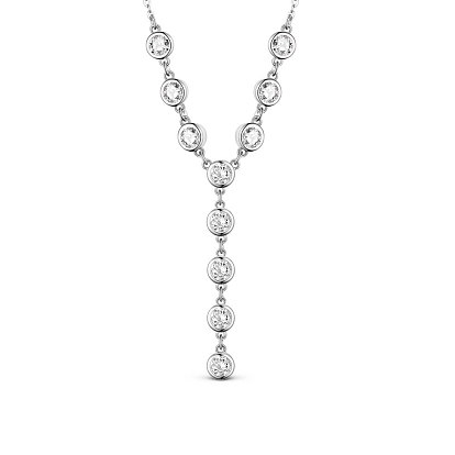 SHEGRACE 925 Sterling Silver Pendant Necklaces, with Grade AAA Cubic Zirconia, Flat Round, with S925 Stamp