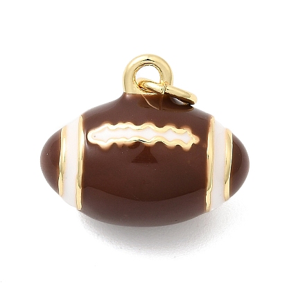 Спортивные латунные эмалевые подвески, регби, с целью перехода в кольце, долговечный, стойки покрытие, без свинца и без кадмия