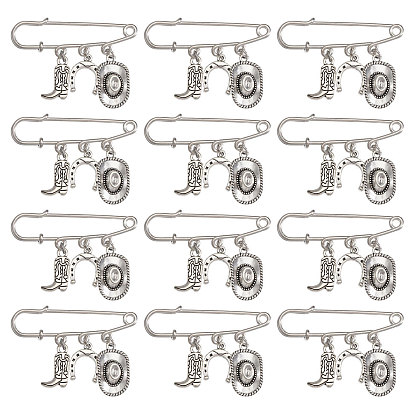 12шт. брошь из стали West Cowboy с английскими булавками, Сплав с подвесками
