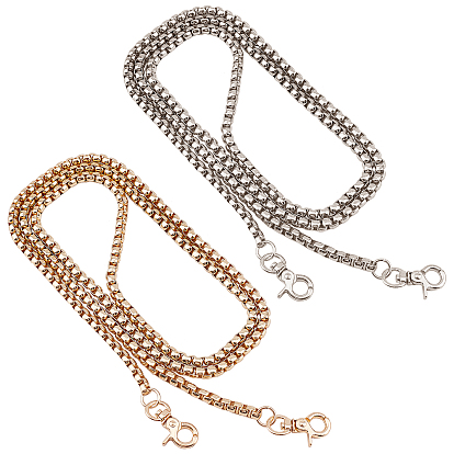 2pcs 2 couleurs chaînes de boîte en fer sangle de sac, avec fermoirs pivotants en alliage de zinc, pour les accessoires de remplacement de sac