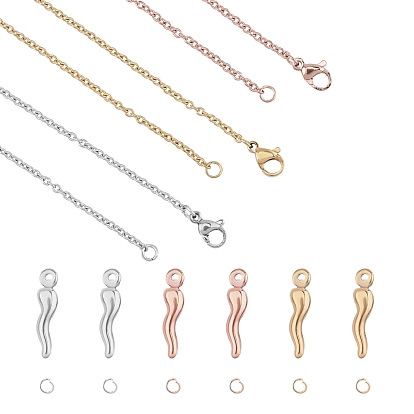DIY 304 Stainless Steel Necklaces Kits, Including Cable Chain Necklace Makings & Horn of Plenty Pendant & Open Jump Ring